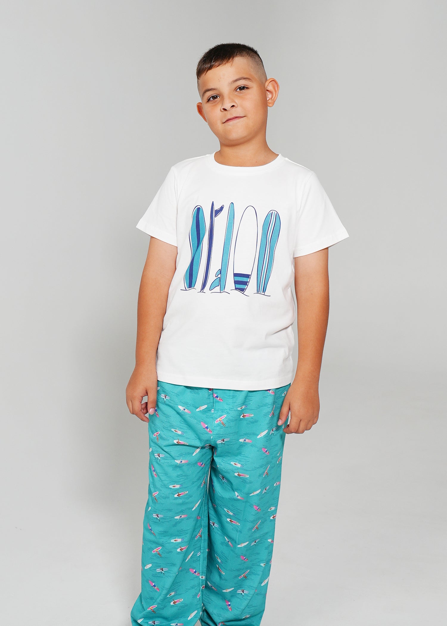 Night Sweet Thing Boys Ocean Drift T-Shirt & Long Pants PJ Set Jersey Knit Cotton Long Pyjama Set Kids