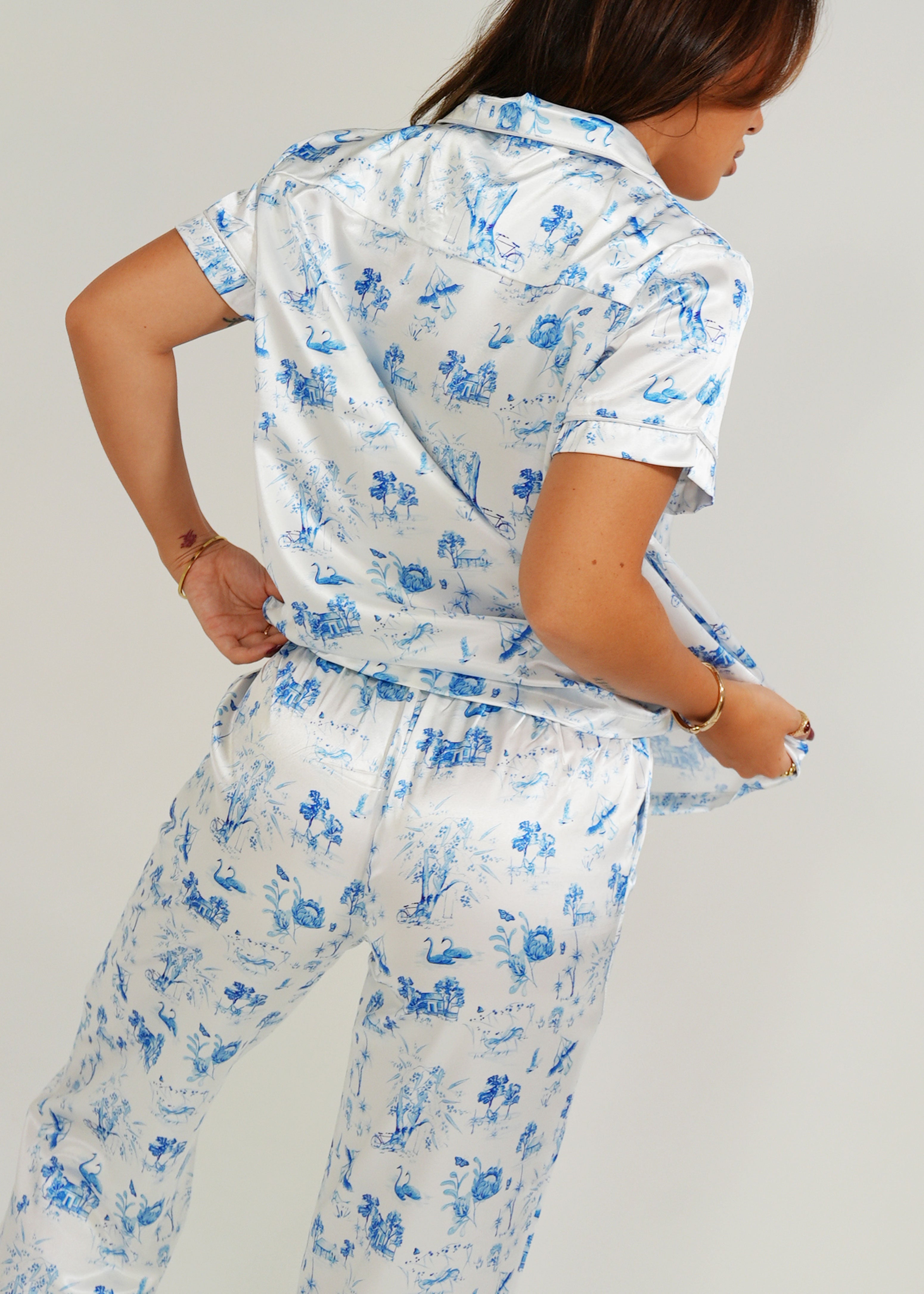 Night Sweet Thing Womens Coming Home Satin Long Pyjama Set