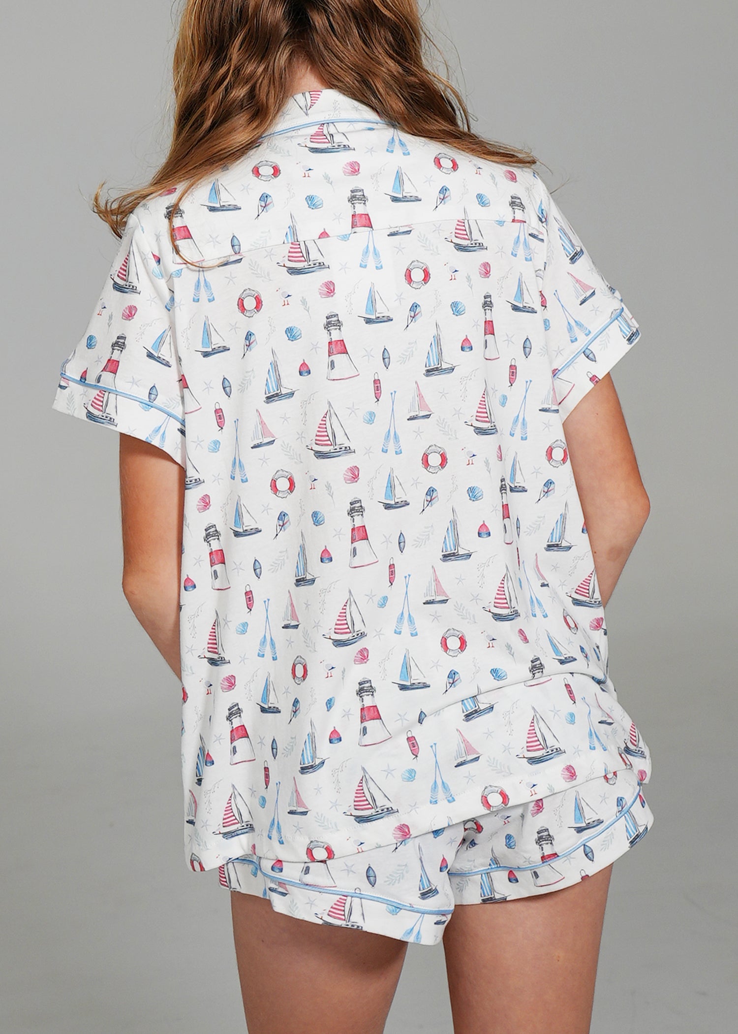Night Sweet Thing Girls Sail Away Jersey Knit Cotton Short Pyjama Set Kids