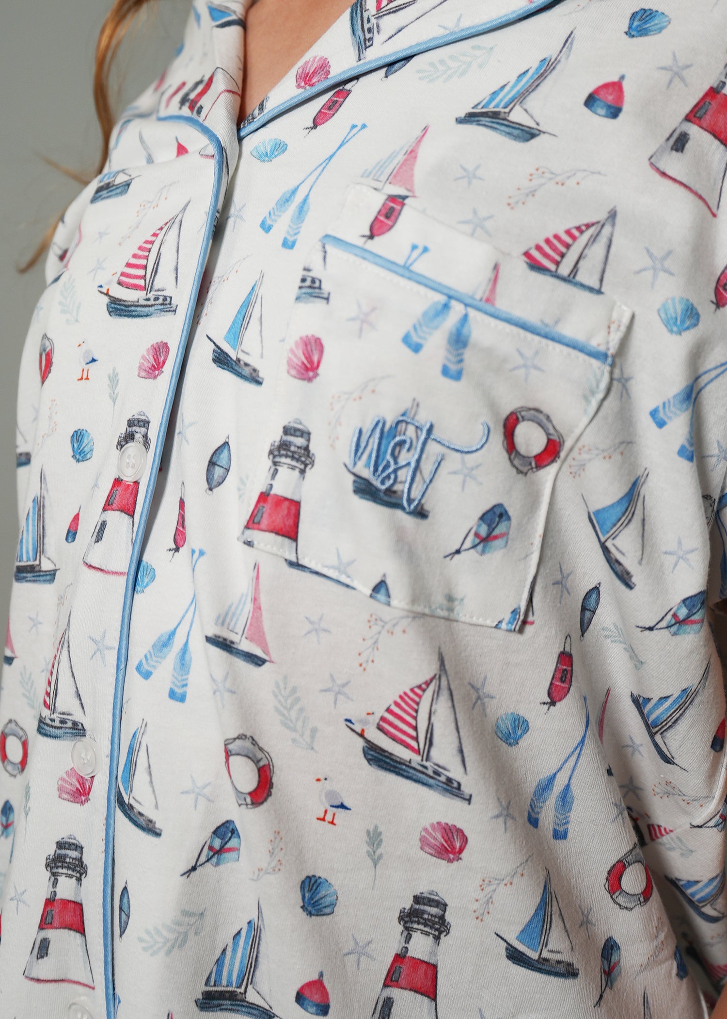 Night Sweet Thing Girls Sail Away Jersey Knit Cotton Short Pyjama Set Kids