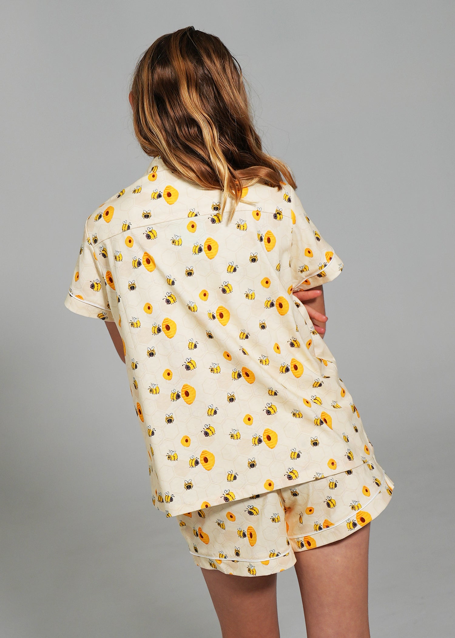 Night Sweet Thing Girls Yellow Bumble Bees Jersey Knit Cotton Short Pyjama Set Kids
