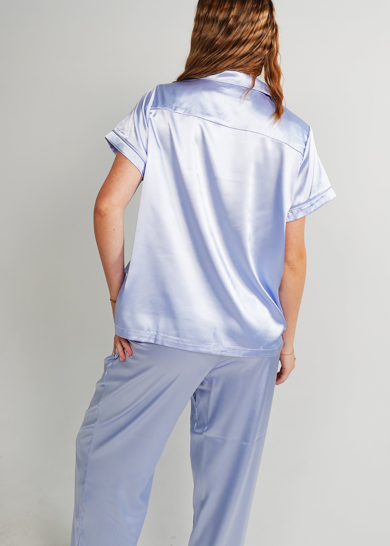 Night Sweet Thing Womens Periwinkle Satin Long Pyjama Set
