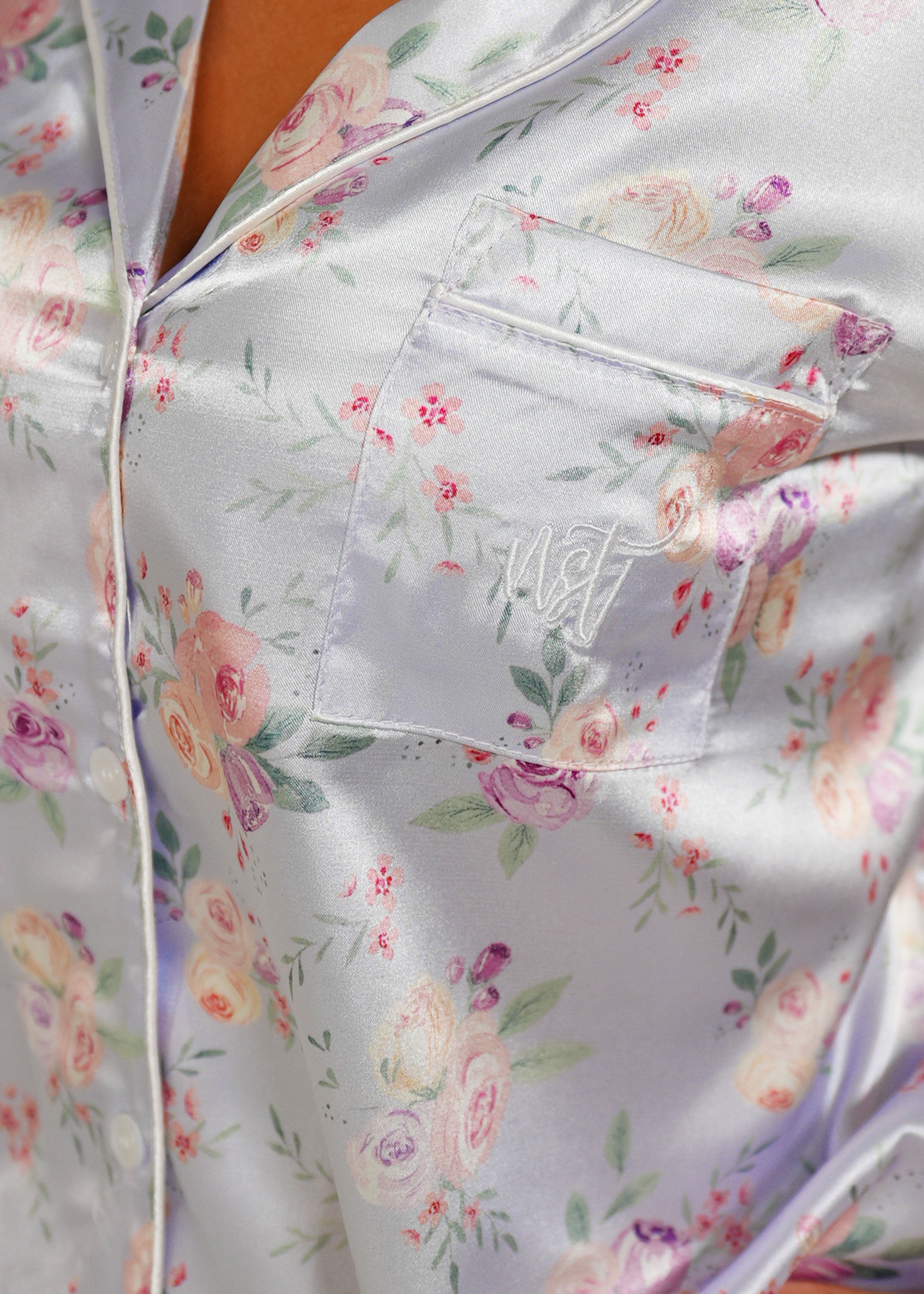 Night Sweet Thing Womens Lilac Blossom Satin Short Pyjama Set
