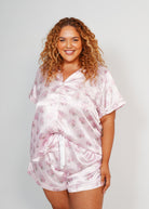 Night Sweet Thing Womens Blush Clamshell Satin Short Pyjama Set