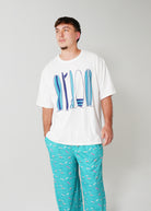 Night Sweet Thing Mens Ocean Drift T-Shirt & Long Pants PJ Set Jersey Knit Cotton Long Pyjama Set