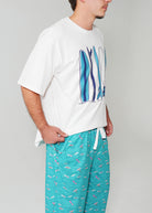 Night Sweet Thing Mens Ocean Drift T-Shirt & Long Pants PJ Set Jersey Knit Cotton Long Pyjama Set