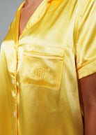 Night Sweet Thing Womens Lemon Yellow Satin Short Pyjama Set