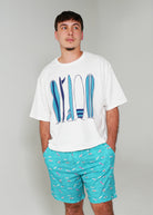 Night Sweet Thing Mens Ocean Drift T-Shirt & Short Pants PJ Set Satin Short Pyjama Set