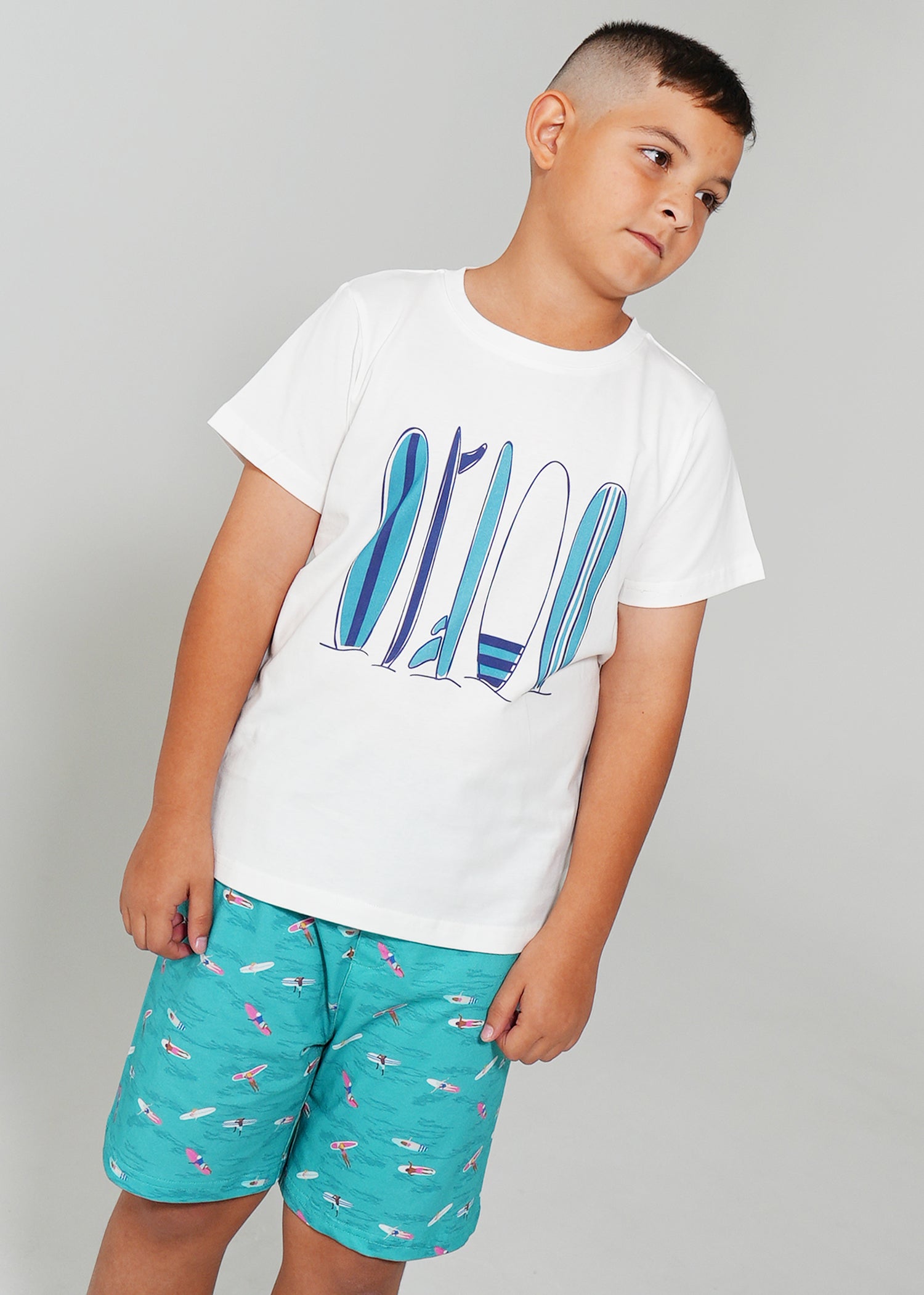 Night Sweet Thing Boys Ocean Drift T-Shirt & Short Pants PJ Set Jersey Knit Cotton Short Pyjama Set Kids