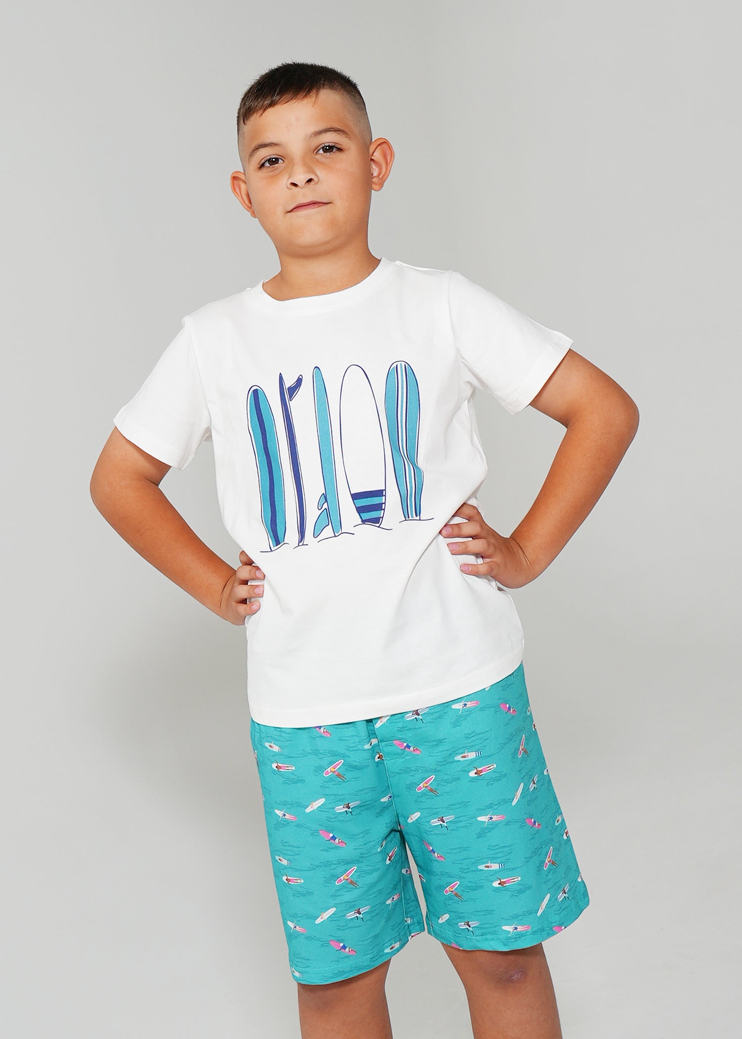 Night Sweet Thing Boys Ocean Drift T-Shirt & Short Pants PJ Set Jersey Knit Cotton Short Pyjama Set Kids