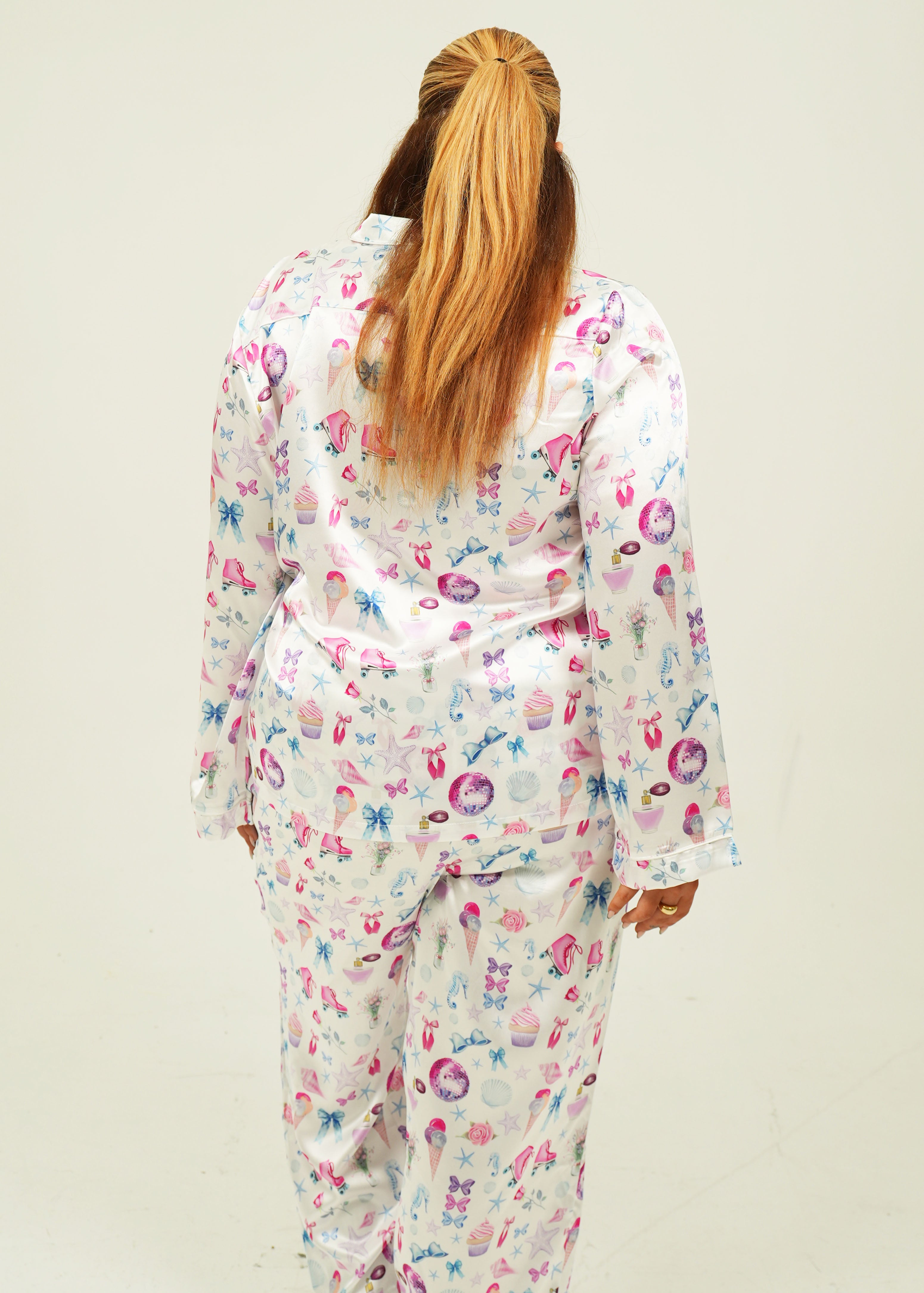 Womens Girlhood Satin Long Pyjama Set