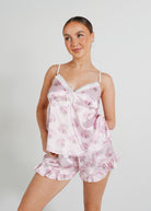 Night Sweet Thing Womens Blush Clamshell Satin Camisole Short Pyjama Set