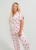 Night Sweet Thing Womens Strawberries Satin Long Pyjama Set