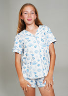 Night Sweet Thing Girls Seashell Sweetheart Jersey Knit Cotton Short Pyjama Set Kids