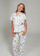 Night Sweet Thing Girls Seaside Picnic Jersey Knit Cotton Long Pyjama Set Kids