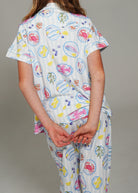 Night Sweet Thing Girls Seaside Picnic Jersey Knit Cotton Long Pyjama Set Kids
