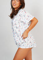 Night Sweet Thing Womens Sail Away Jersey Knit Cotton Short Pyjama Set