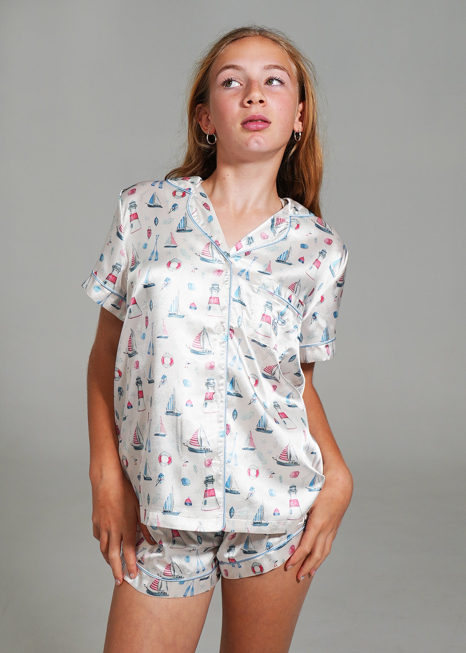 Night Sweet Thing Girls Sail Away Short Satin Short Pyjama Set Kids