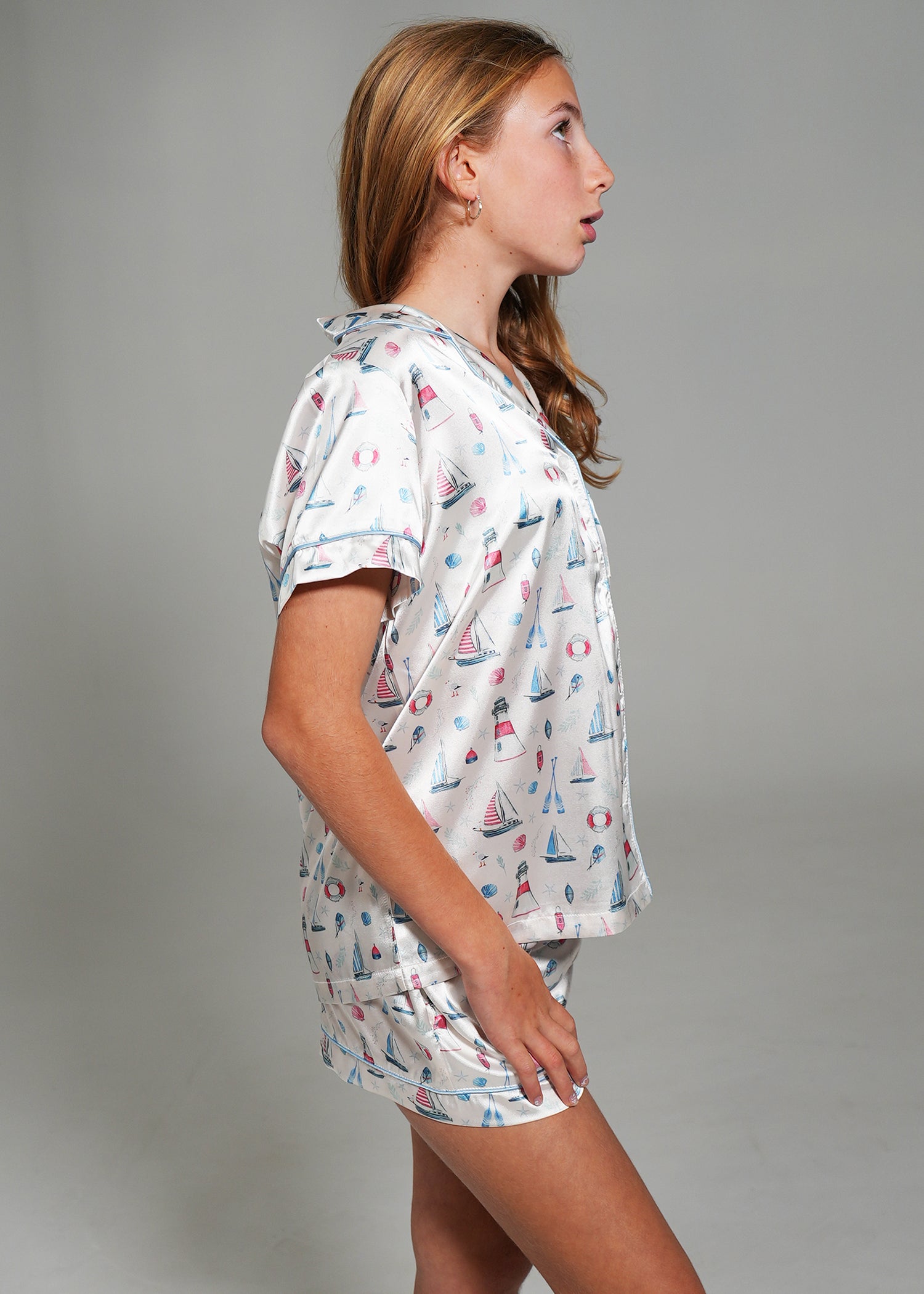 Night Sweet Thing Girls Sail Away Short Satin Short Pyjama Set Kids