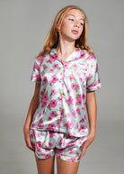 Night Sweet Thing Girls Flutter Garden Short Satin Short Pyjama Set Kids