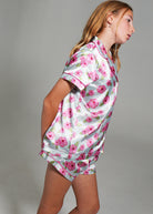 Night Sweet Thing Girls Flutter Garden Short Satin Short Pyjama Set Kids