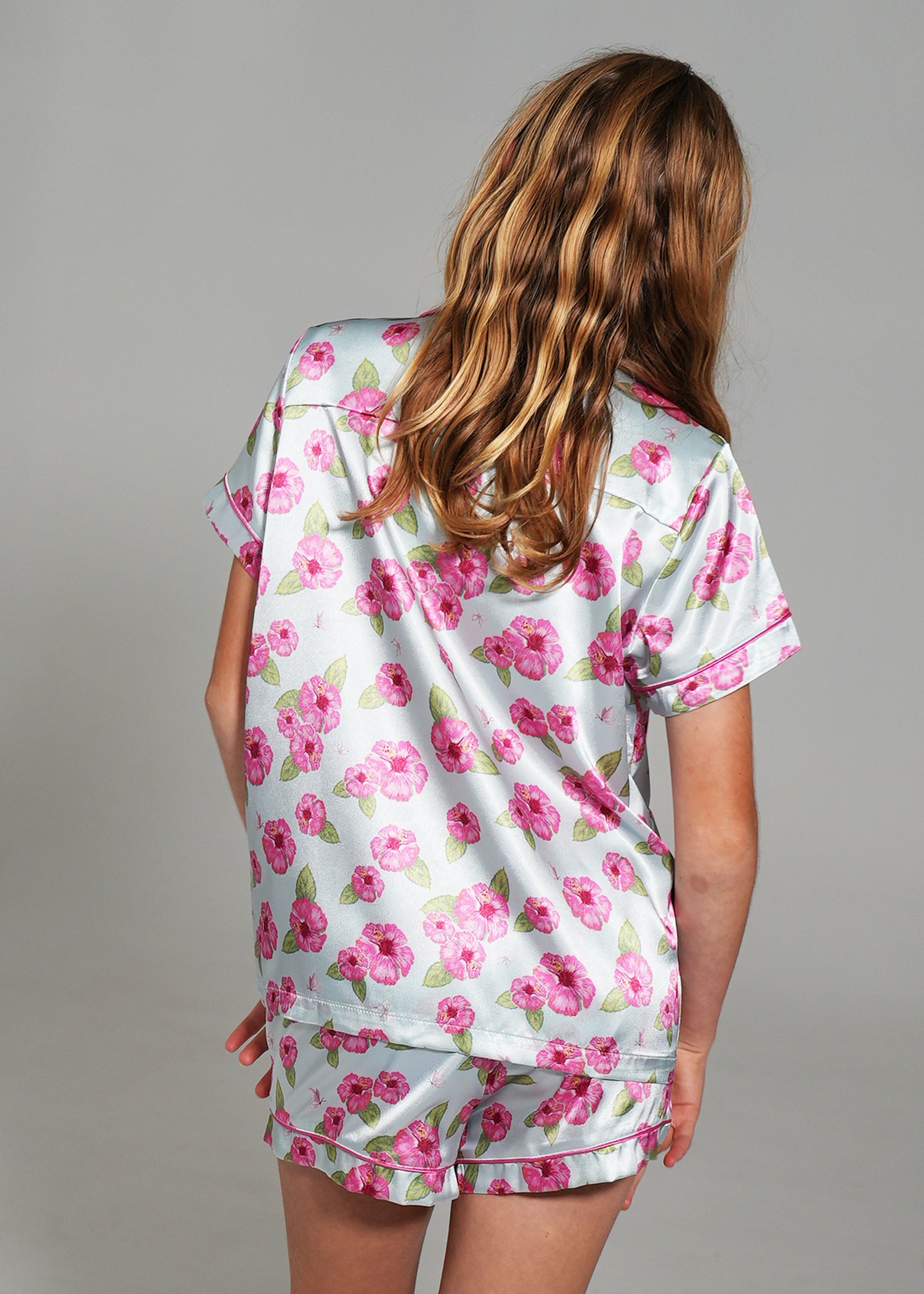 Night Sweet Thing Girls Flutter Garden Short Satin Short Pyjama Set Kids