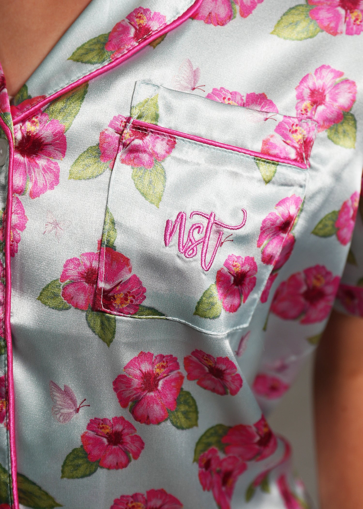 Night Sweet Thing Girls Flutter Garden Short Satin Short Pyjama Set Kids