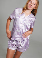 Night Sweet Thing Girls Lilac Coastal Dream Short Satin Short Pyjama Set Kids
