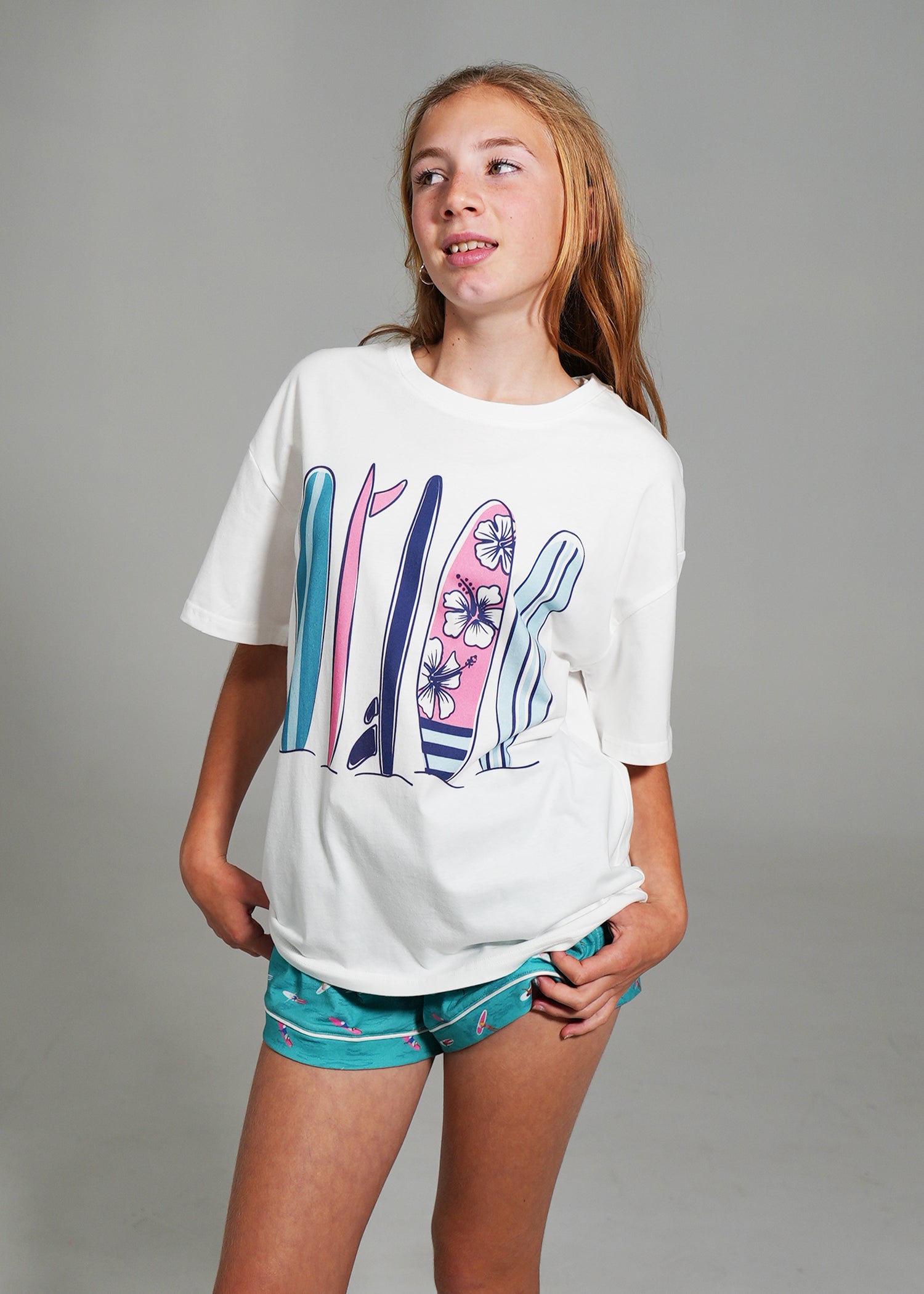 Night Sweet Thing Girls Ocean Drift T-Shirt & Short Pants PJ Set Jersey Knit Cotton Short Pyjama Set Kids
