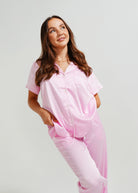 Night Sweet Thing Womens Baby Pink Matte Satin Long Pyjama Set