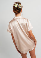 Night Sweet Thing Womens Almond Latte Satin Short Pyjama Set