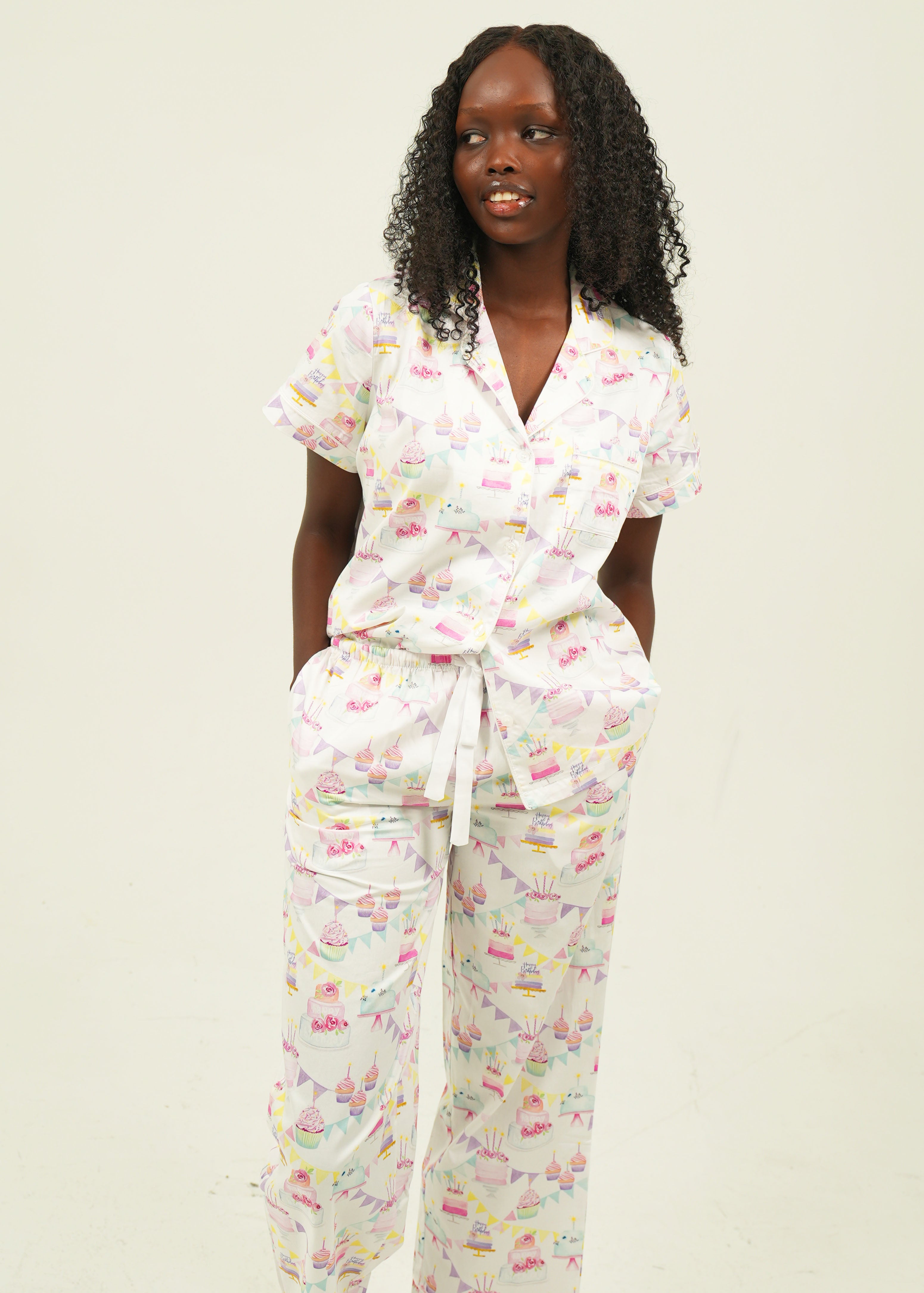 Womens Birthday Cotton Long Pyjama Set