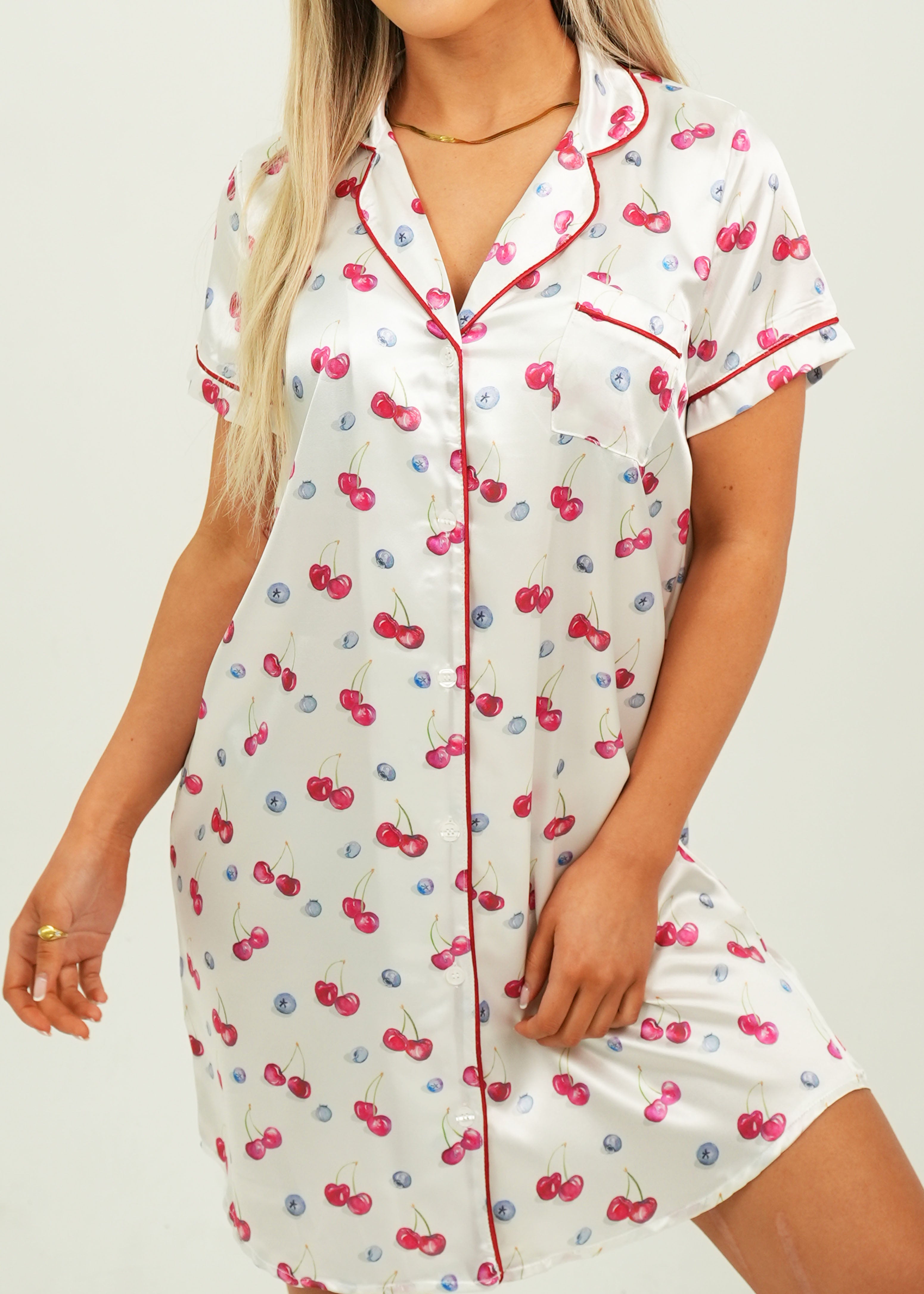 Cherries and Berries Satin Night Shirt