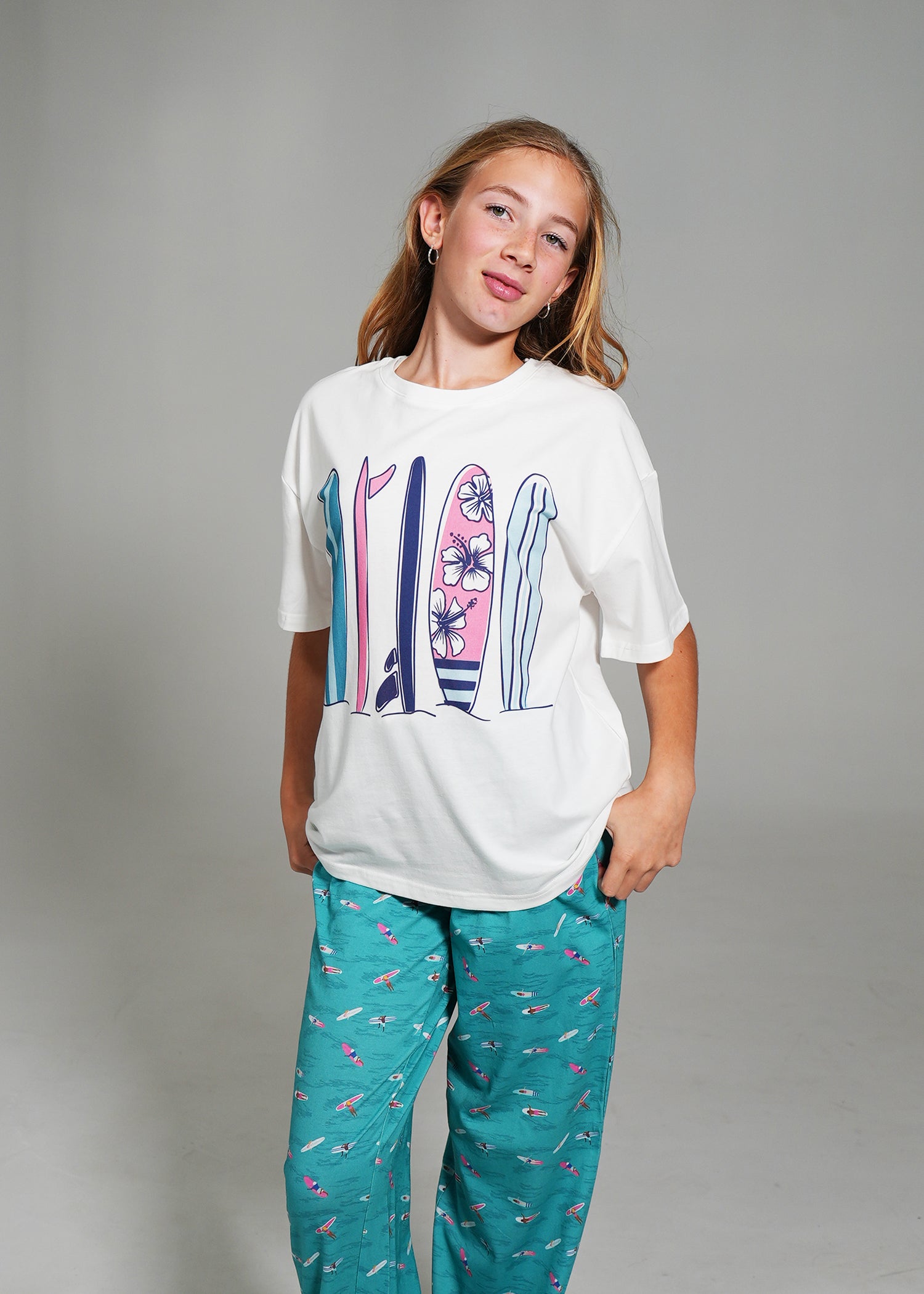 Night Sweet Thing Girls Ocean Drift T-Shirt & Long Pants PJ Set Jersey Knit Cotton Long Pyjama Set Kids