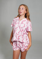 Night Sweet Thing Girls Cherry Blossom Jersey Knit Cotton Short Pyjama Set Kids
