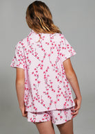 Night Sweet Thing Girls Cherry Blossom Jersey Knit Cotton Short Pyjama Set Kids