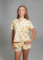 Night Sweet Thing Girls Yellow Bumble Bees Jersey Knit Cotton Short Pyjama Set Kids