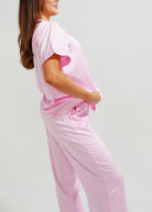Night Sweet Thing Womens Baby Pink Matte Satin Long Pyjama Set