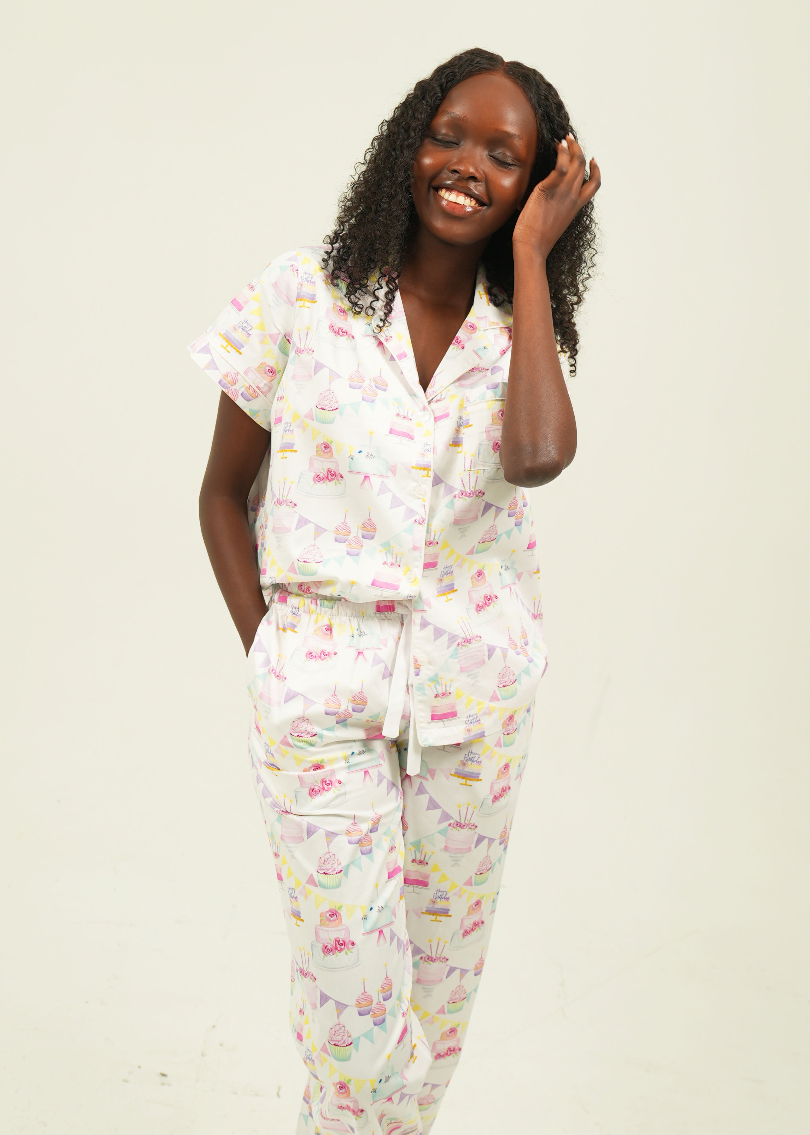 Womens Birthday Cotton Long Pyjama Set