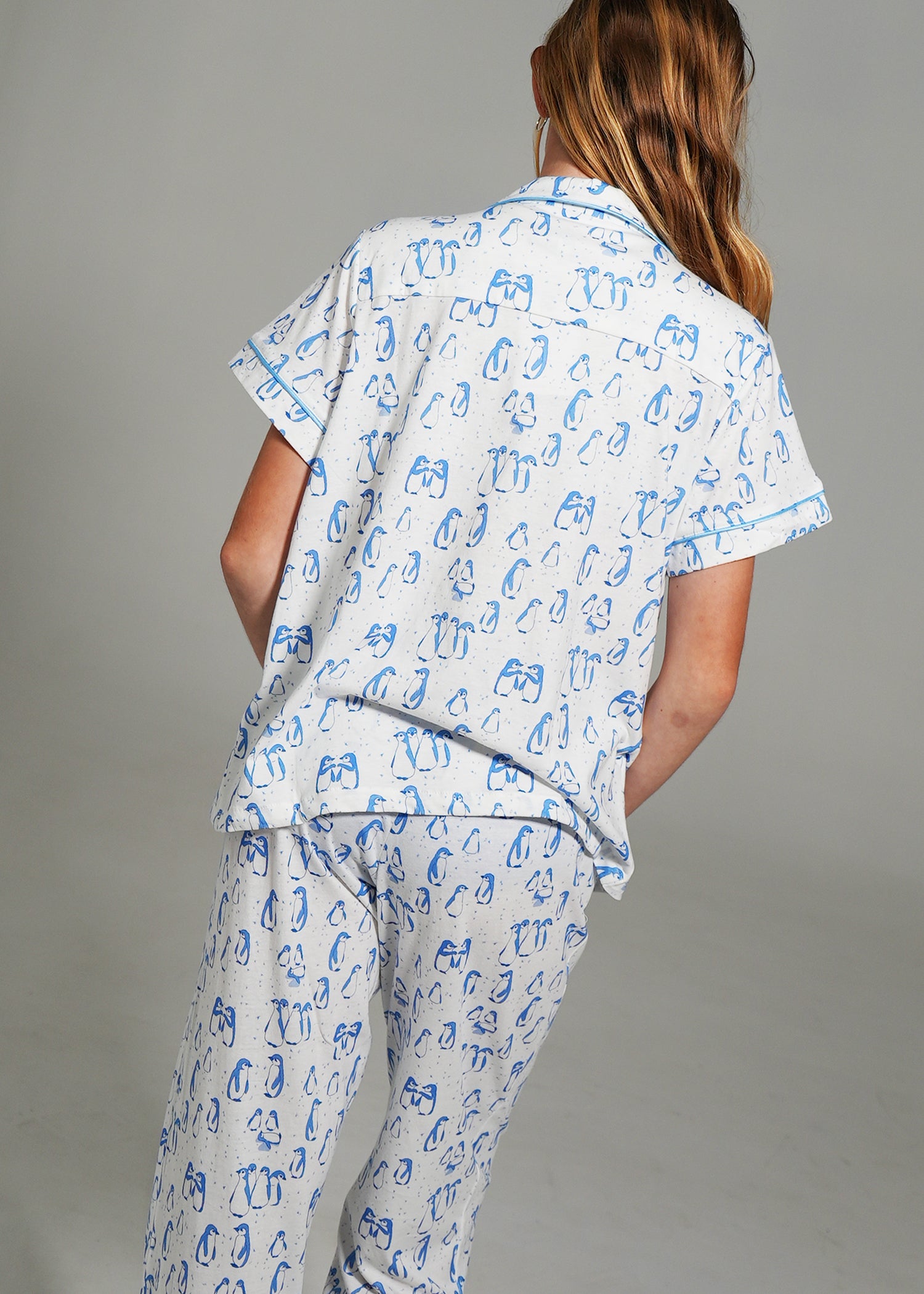 Night Sweet Thing Womens Penguin Pals Jersey Knit Cotton Long Pyjama Set