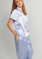 Night Sweet Thing Womens Periwinkle Satin Long Pyjama Set