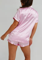Night Sweet Thing Womens Blush Pink Satin Short Pyjama Set
