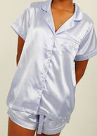 Night Sweet Thing Womens Periwinkle Satin Short Pyjama Set