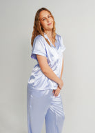 Night Sweet Thing Womens Periwinkle Satin Long Pyjama Set