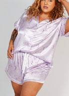 Night Sweet Thing Womens Lilac Coastal Dream Satin Short Pyjama Set