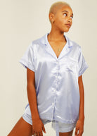 Night Sweet Thing Womens Periwinkle Satin Short Pyjama Set