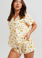 Night Sweet Thing Womens Yellow Bumble Bees Jersey Knit Cotton Short Pyjama Set
