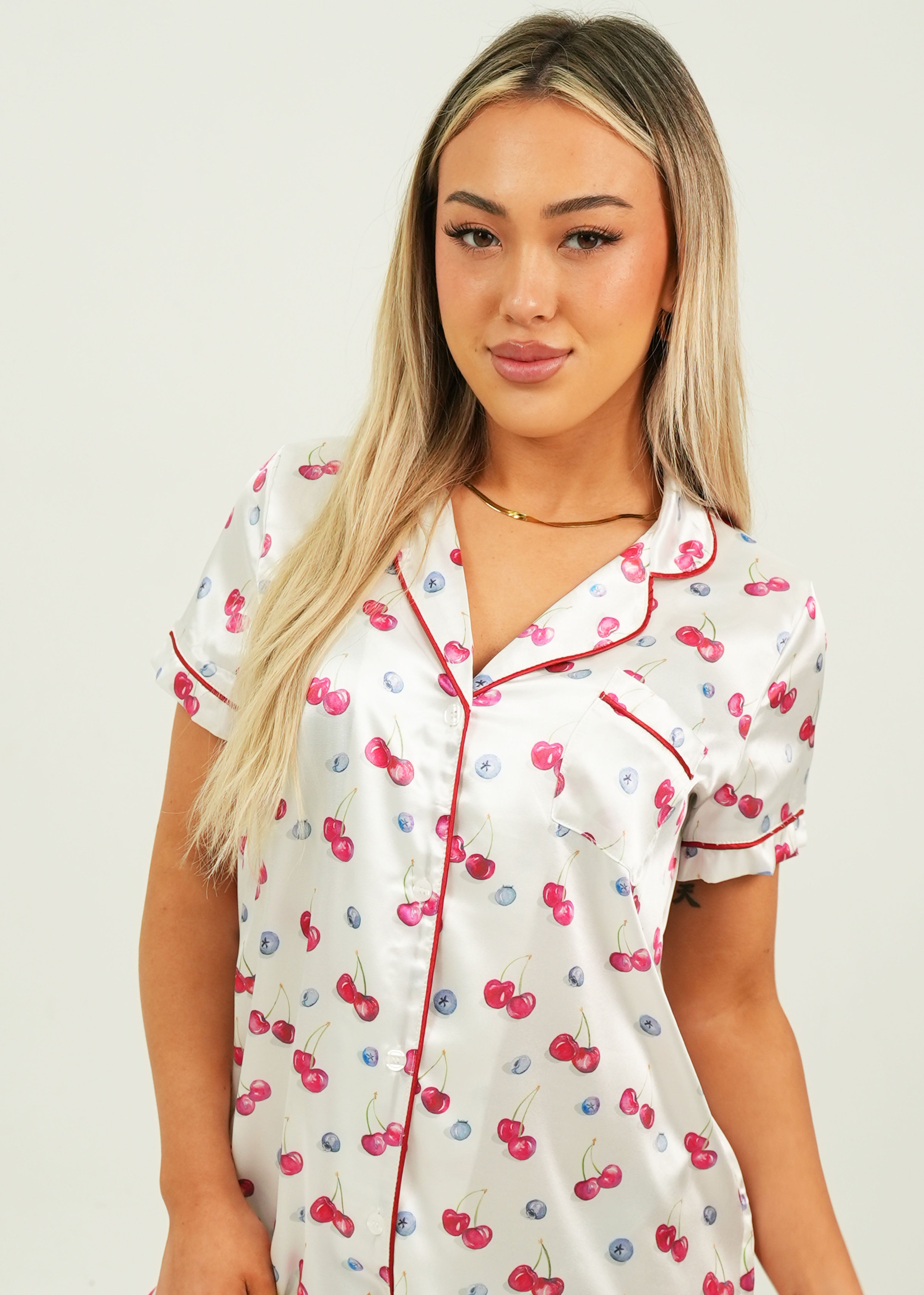 Cherries and Berries Satin Night Shirt