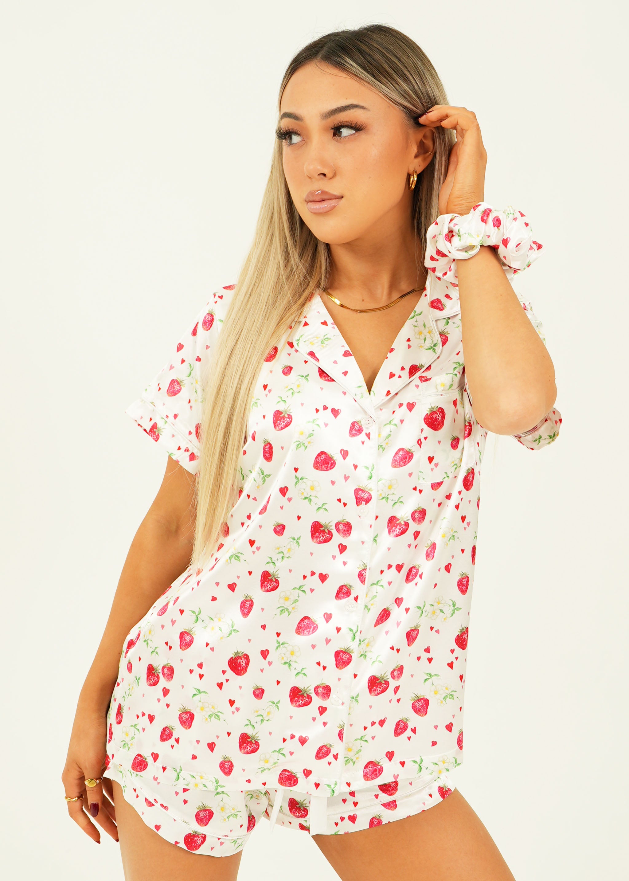 Strawberries Satin Short Pyjama Set