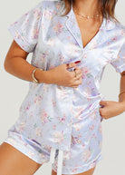Night Sweet Thing Womens Lilac Blossom Satin Short Pyjama Set